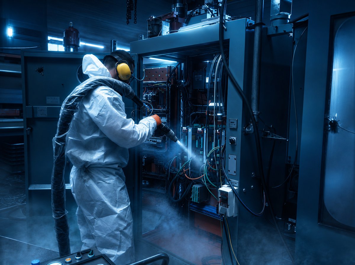 Nettoyage cryogénique d'équipements industriels par glace carbonique
