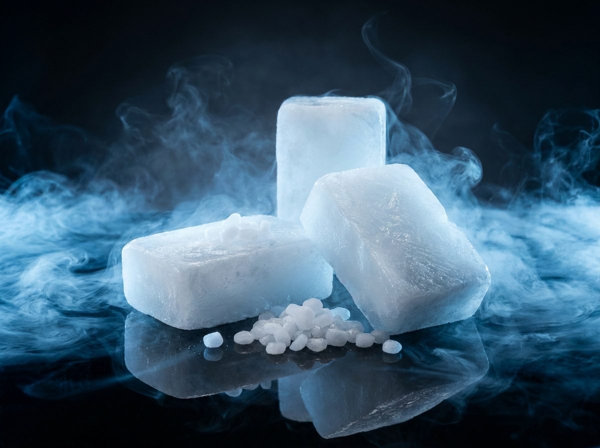 Pellets et blocs de glace carbonique